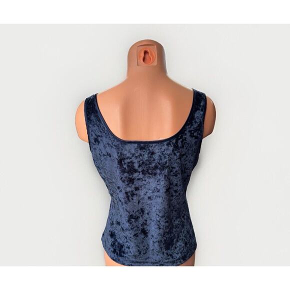 Victoria’s Secret Navy Velvet Blouse Tank Top Size M Y2K Scoop Neck - Picture 3 of 4